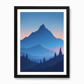 Misty Mountains Vertical Composition In Blue Tone 125 Art Print
