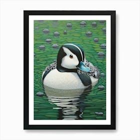 Ohara Koson Inspired Bird Painting Bufflehead 1 Art Print