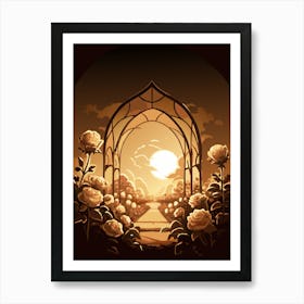 Sunset Roses In The Garden Art Print