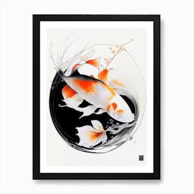 Doitsu Showa Koi Fish Minimal Line Drawing Art Print