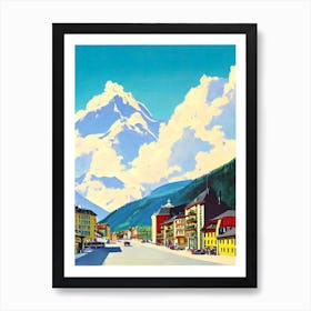 Bad Gastein 2, Austria Midcentury Vintage Skiing Poster Art Print