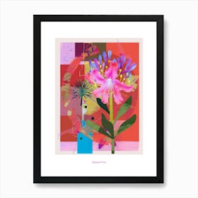 Agapanthus 2 Neon Flower Collage Poster Art Print