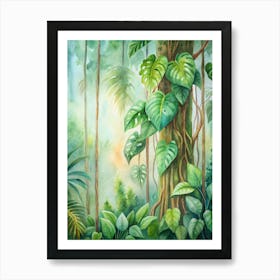 Tropical Jungle Watercolor Painting Art Print