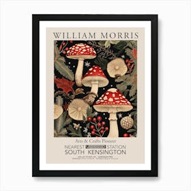 William Morris Prints Mushrooms Christmas Gift Winter Vintage Poster