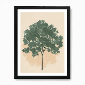 Linden Tree Minimal Japandi Illustration 1 Art Print