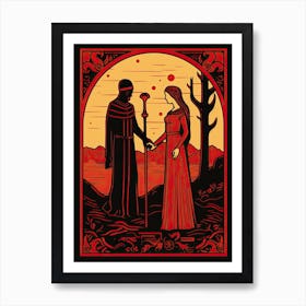 The Lovers Tarot Card, Vintage 2 Art Print