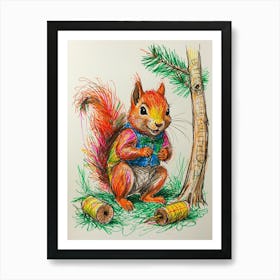 Squirrel In The Woods Art Print