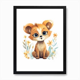 Watercolour Jungle Animal Fossa 3 Art Print