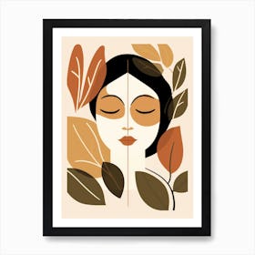 Woman'S Face With Leaves Art Print