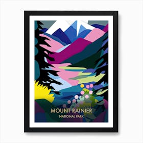 Mount Rainier National Park Travel Poster Matisse Style 1 Art Print