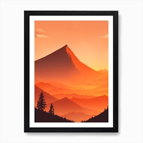 Misty Mountains Vertical Composition In Orange Tone 262 Art Print