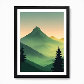 Misty Mountains Vertical Composition In Green Tone 216 Art Print