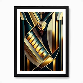 Gold and Black Deco Geometry Art Art Print