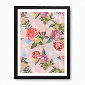 Romantic Roses Pattern Art Print