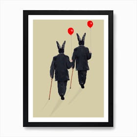 Rabbits Walking Art Print