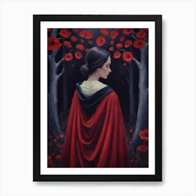 A Moment to Reflect ~ Gothic Art Painting of Red Poppy Woods by Sarah Valentine Art Print