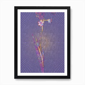 Geometric Sword Lily Mosaic Botanical Art on Veri Peri Art Print