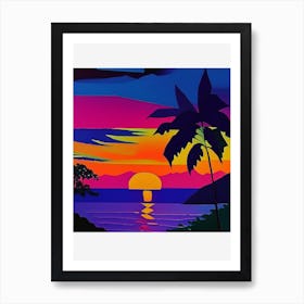 Square Palm Tree Sunset Art Print