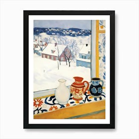The Windowsill Of Troms   Norway Snow Inspired By Matisse 1 Art Print