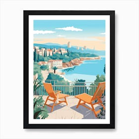 French Riviera, France, Graphic Illustration 4 Art Print