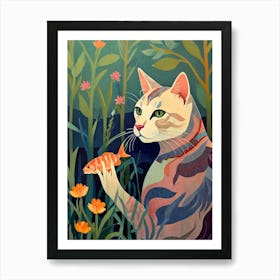 Cat With Fish 1 Art Print