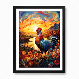 Sunrise Rooster 6 Art Print
