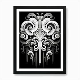 Surreal Symmetry Abstract Black And White 4 Art Print