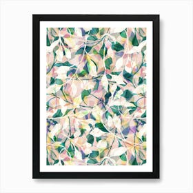 Watercolour Painted Foliage - Ecru Art Print