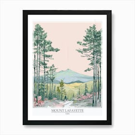 Mount Lafayette Usa Color Line Drawing 1 Poster Art Print