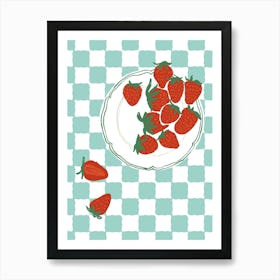 Food Illustration Strawberries Preppy Contemporary Kitchen Art Print