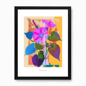 Morning Glory 7 Neon Flower Collage Poster Art Print