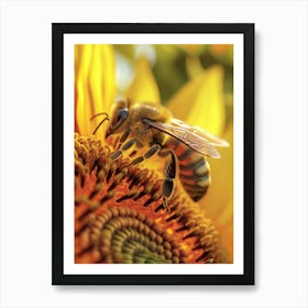 European Honey Bee Realism Illustration 6 Art Print