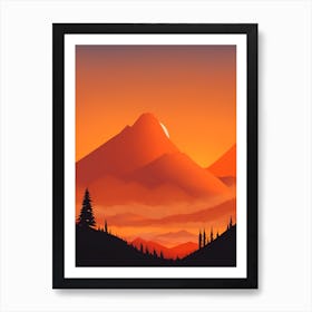 Misty Mountains Vertical Composition In Orange Tone 66 Art Print