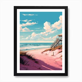 An Illustration In Pink Tones Of  Gulf Shores Beach Alabama 1 Art Print