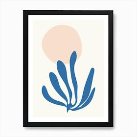 Matisse inspired Celadon Blue and Peach Leaf Cutout Art Print