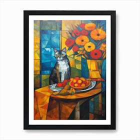 Marigold With A Cat 4 Cubism Picasso Style Art Print