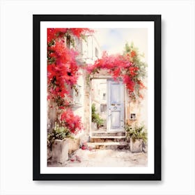 Rome, Italy   Mediterranean Doors Watercolour Painting 4 Art Print