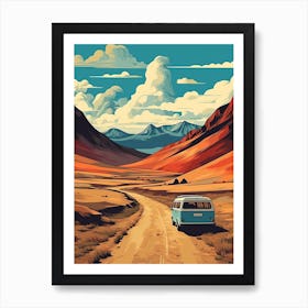 Fimmvorduhals Pass Iceland 2 Vintage Travel Illustration Art Print