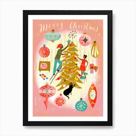 Midcentury Christmas Baubles Art Print