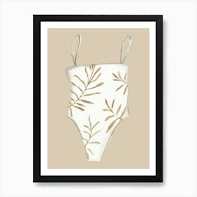 Gold Leaf Swimsuit Art Print