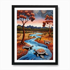 Default Australian Aboriginal Dot Painting Style Art Landscape 1 (1) Art Print