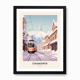 Vintage Winter Travel Poster Chamonix France 2 Art Print