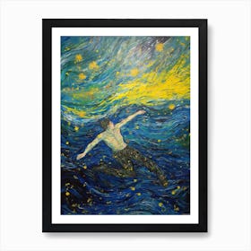 Swimming In The Style Of Van Gogh 2 Art Print