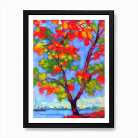 Red Maple tree Abstract Block Colour Art Print