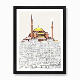 Hagia Sophia Istanbul Boho Landmark Illustration Art Print