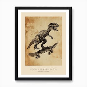 Sinornithosaurus Vintage Dinosaur Poster 2 Art Print