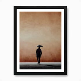 Silhouette Of A Man Walking Art Print