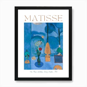 The Blue Window 1913 by Henri Matisse - View from Henri and Amélie Matisse Issy Studio Window - HD High Resolution Poster Print Labelled Mid Century Feature Wall Vibrant Art Print