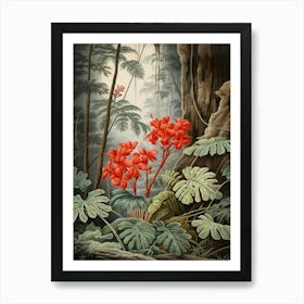 Vintage Jungle Botanical Illustration Jungle Geranium 2 Art Print