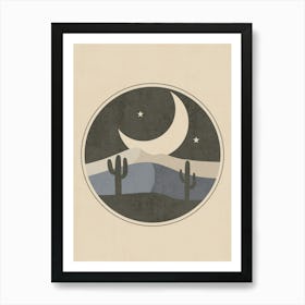 Cactus And Moon Art Print